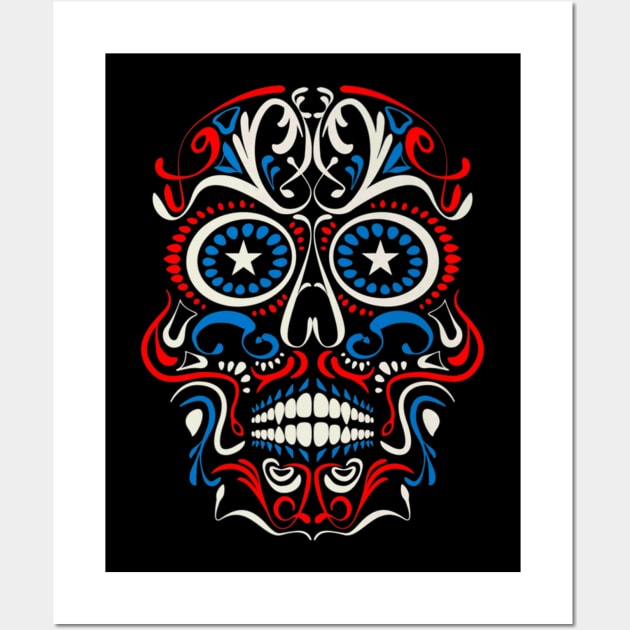 Design Sugar Skull Floral Skeleton Wall Art by SkullGrungeSHOP